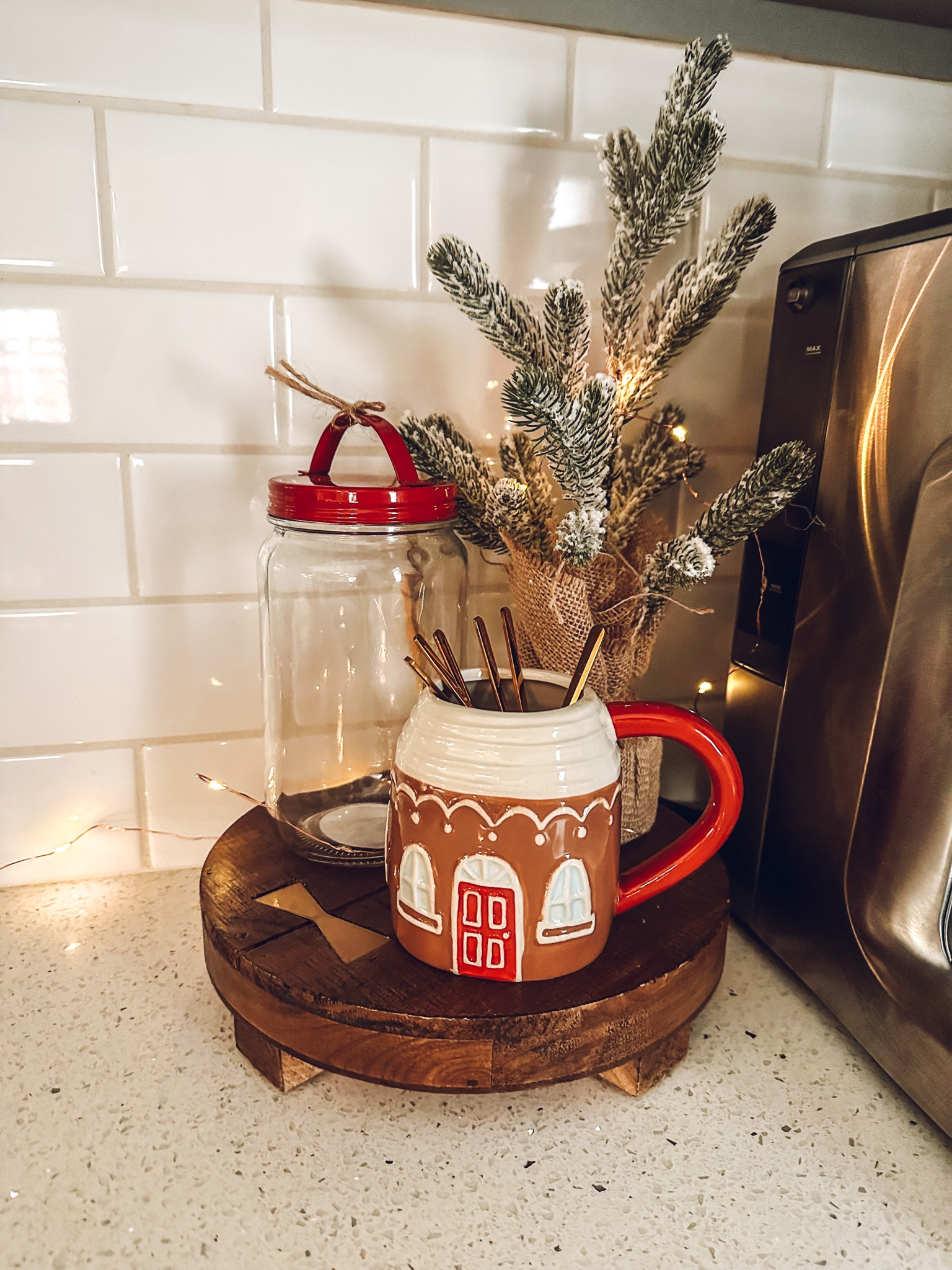 Simple touch to make my coffee bar feel more festive - the wooden stand & tree were Hobby Lobby but linked some similar ones. 

#LTKSeasonal #LTKHoliday #LTKhome