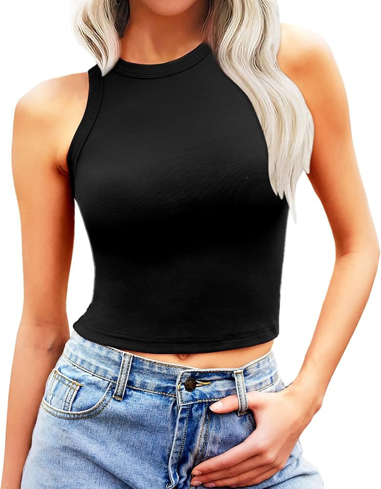 Bluetime Womens Sleeveless Tank Tops Summer Casual Basic Slim Fitted Racerback High Neck Y2k Crop... | Amazon (US)