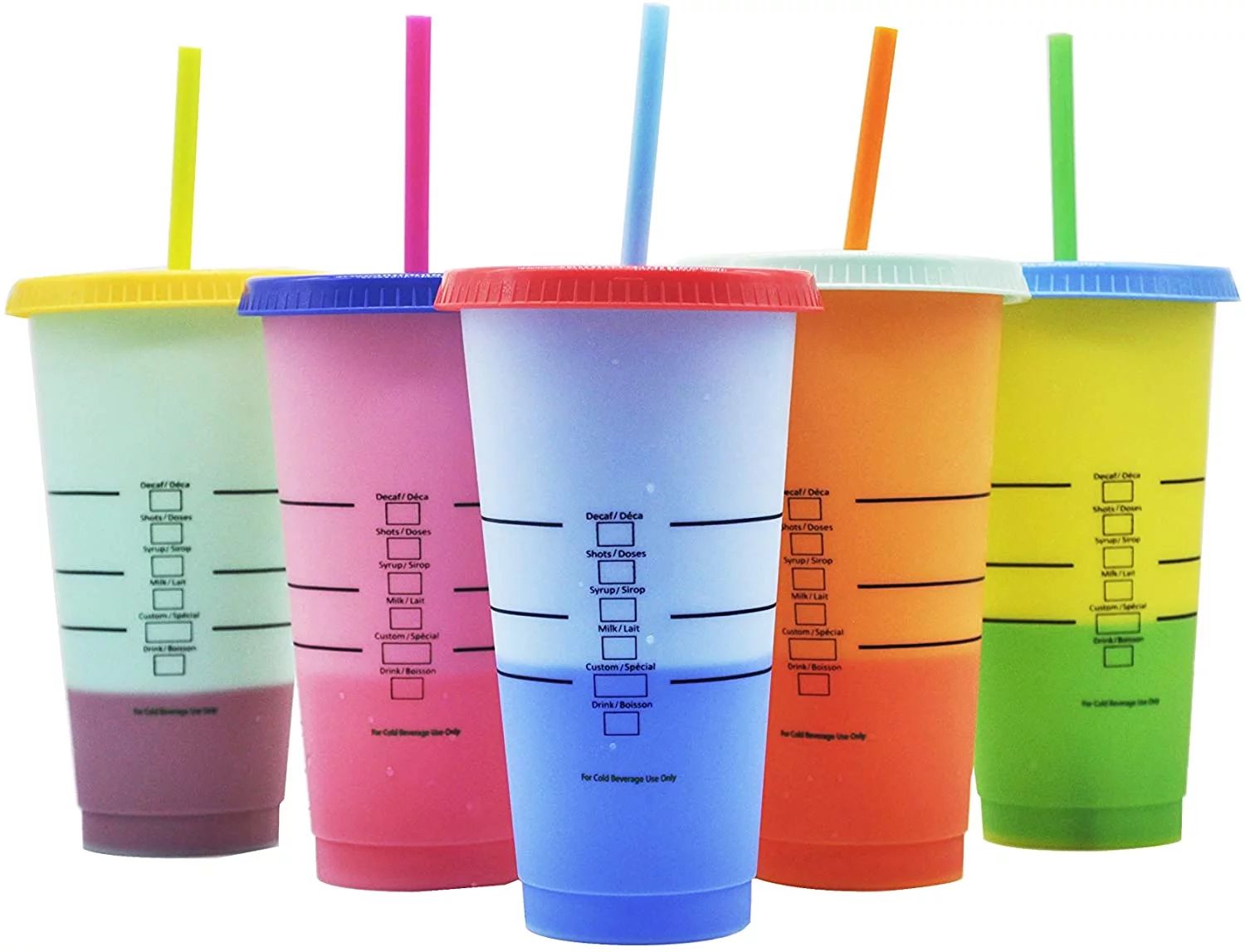 Color Changing Tumblers- Color Changing Cups Cold Drink Cups with Lids and Straws- 5 PCS Reusable... | Walmart (US)