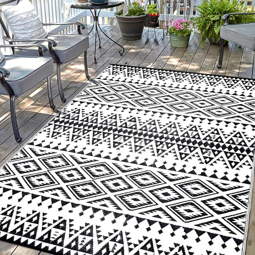 Waterproof Outdoor Rug 6x9ft, Bohemia Reversible Plastic Straw Mat for Patio RV Deck Porch Backya... | Amazon (US)