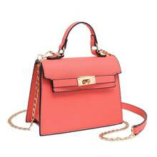 RAGSTO Mini Kelly Style Handbag With Gold Buckle, Chain Shoulder Strap, Top Handle, Flip Closure,... | SHEIN