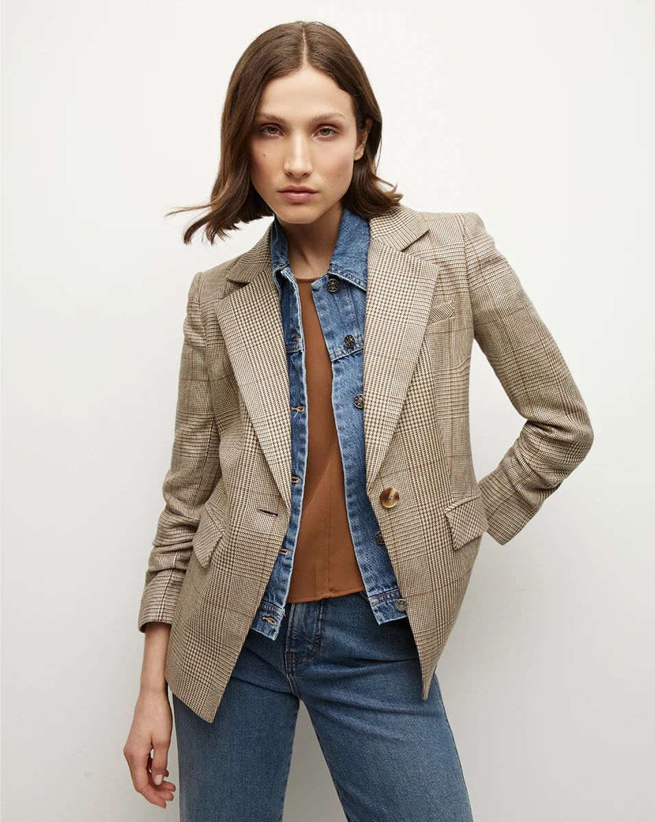 Battista Plaid Dickey Jacket in Ecru/Ochre | Veronica Beard | Veronica Beard