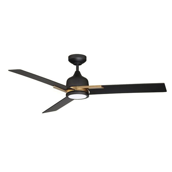 Triton Black and Oilcan Brass LED Ceiling Fan with Black Blades | Bellacor