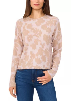 CeCe Women's Long Sleeve Floral Crew Neck Sweater, XL | Belk