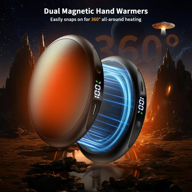 Hand Warmers Rechargeable 2 Pack, Magnetic Electric Hand Warmer with Digital Display, 3 Heating L... | Walmart (US)