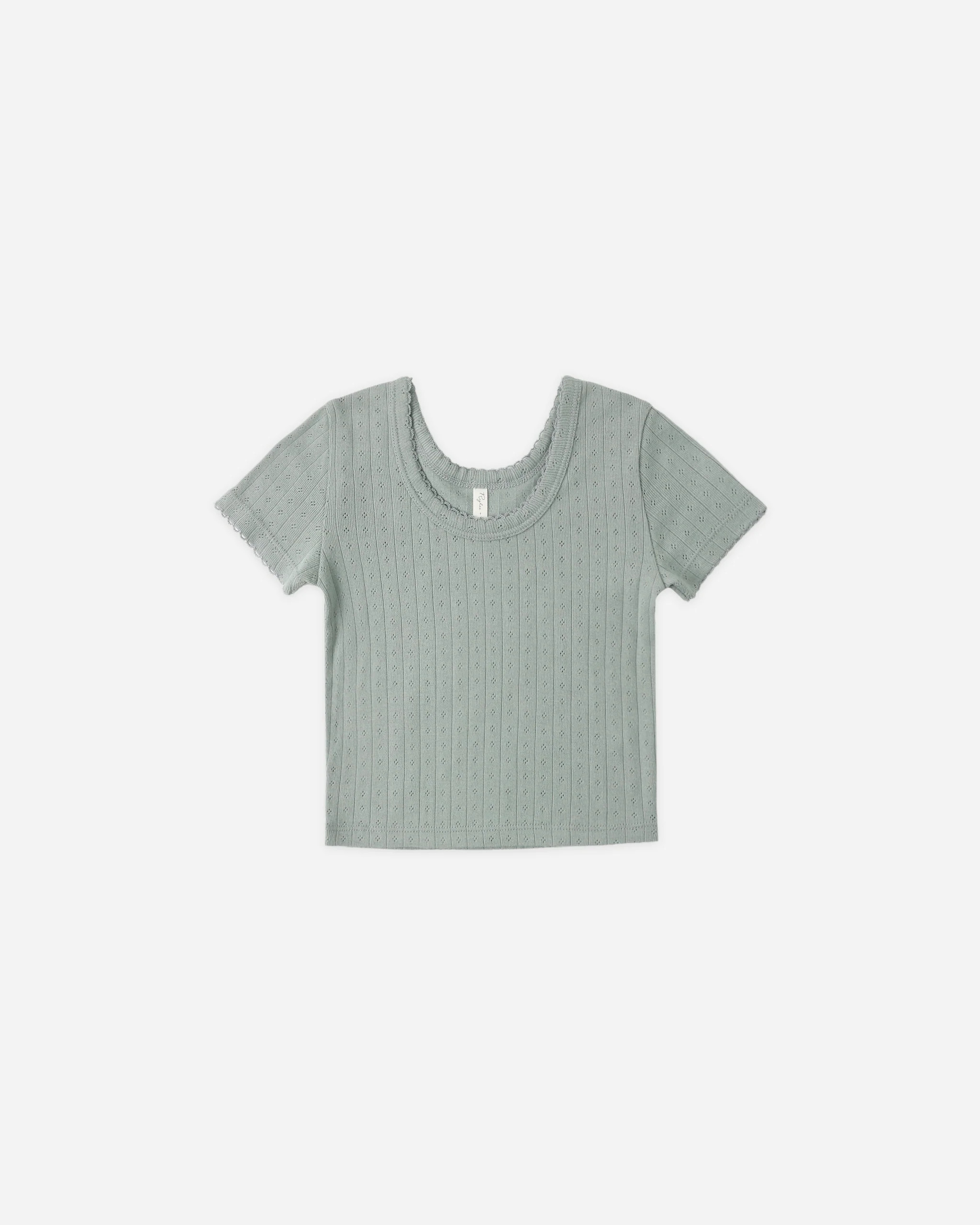 Pointelle Tee Sea Green | Rylee + Cru