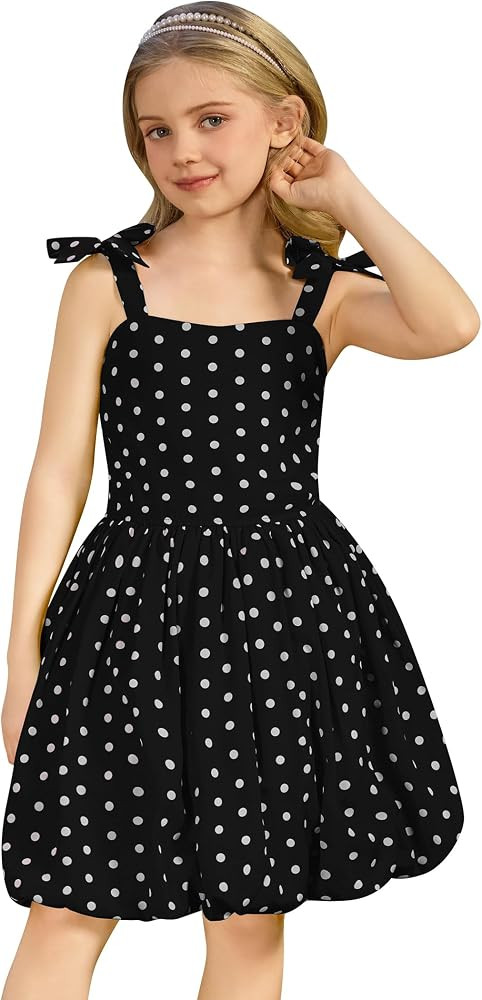 ODIZLI Kids Girls 1950s Retro Dress Spaghetti Straps Polka Dot Bubble Dress Trendy Rockabilly Dre... | Amazon (US)