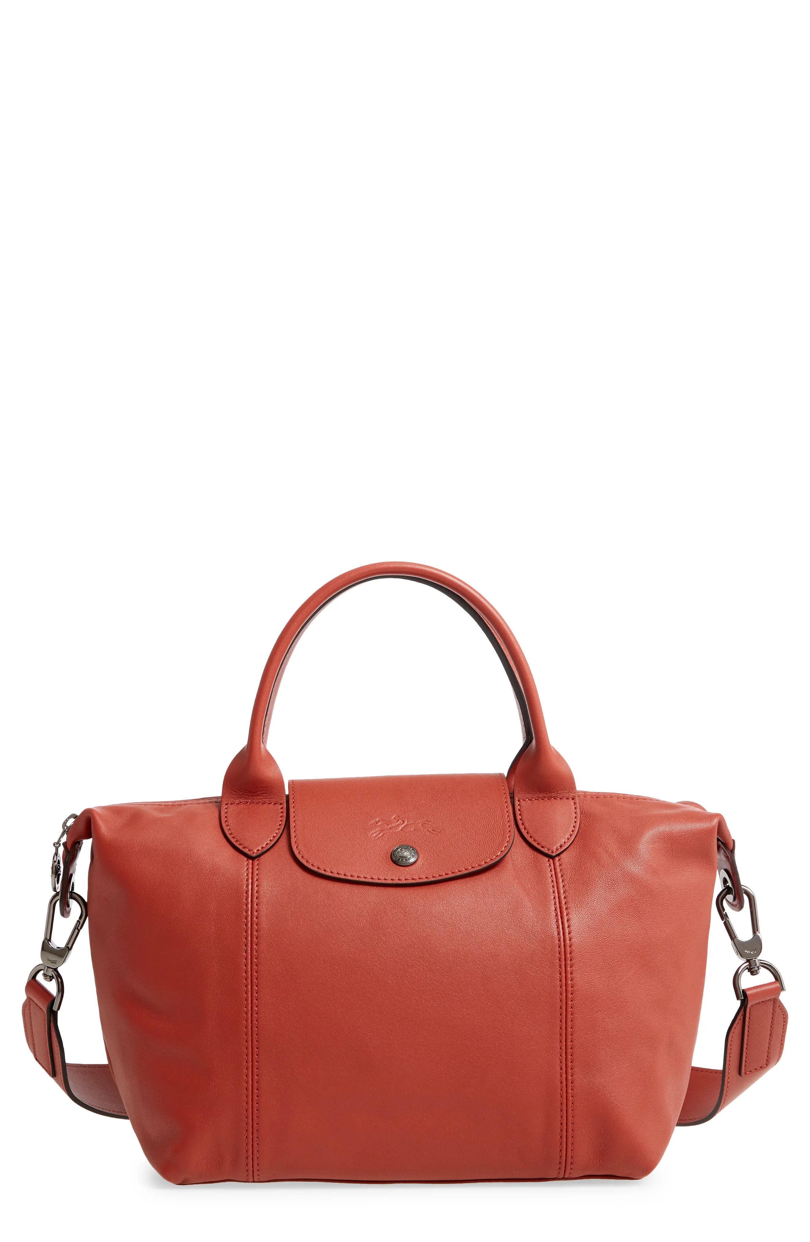 Longchamp Le Pliage Cuir Leather Shoulder Bag in Sienna at Nordstrom | Nordstrom