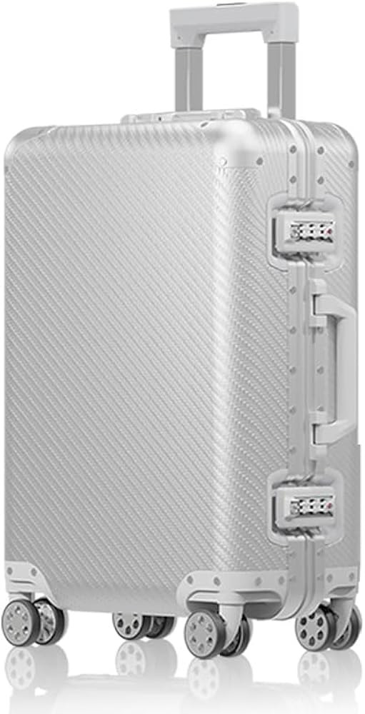 Full Aluminum Weaving Texture Surface Body Luggage, 20 inch All Aluminum Carry On Suitcase, Metal... | Amazon (UK)