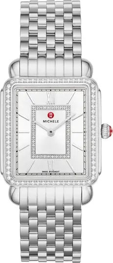 MICHELE Women's Deco II Diamond Embellished Stainless Steel Bracelet Watch, 29 mm - 0.52 ctw | No... | Nordstrom Rack