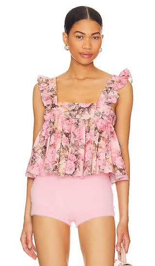 Selkie The Ruffle Apron Top in Pink. - size 3X (also in 4X) | Revolve Clothing (Global)
