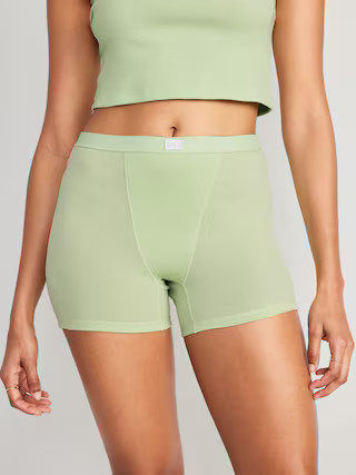 High-Waisted Rib-Knit Boyshort Boxer Briefs -- 3-inch inseam | Old Navy (US)