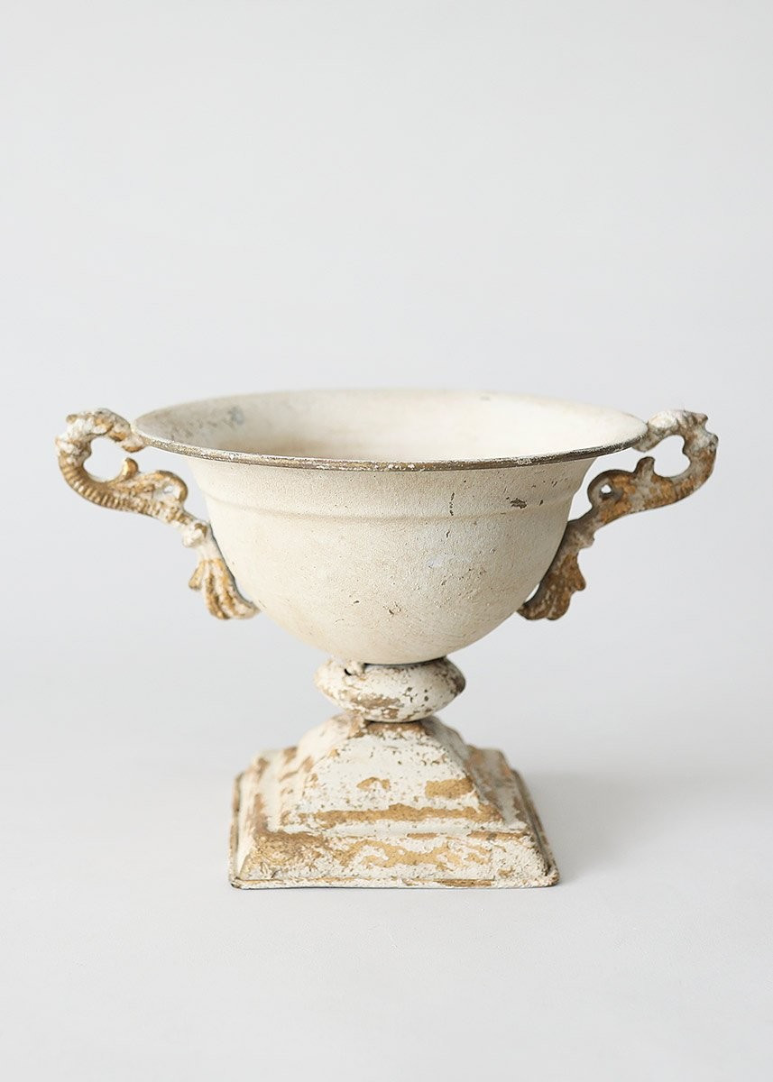 Gold Patina Metal Compote with Handles - 6.75" Tall x 10" Wide | Afloral (US)