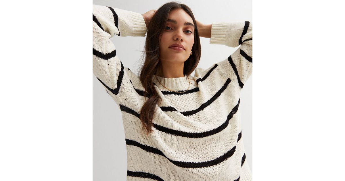Cream Stripe Knit Crew Neck Jumper
						
						Add to Saved Items
						Remove from Saved Items | New Look (UK)