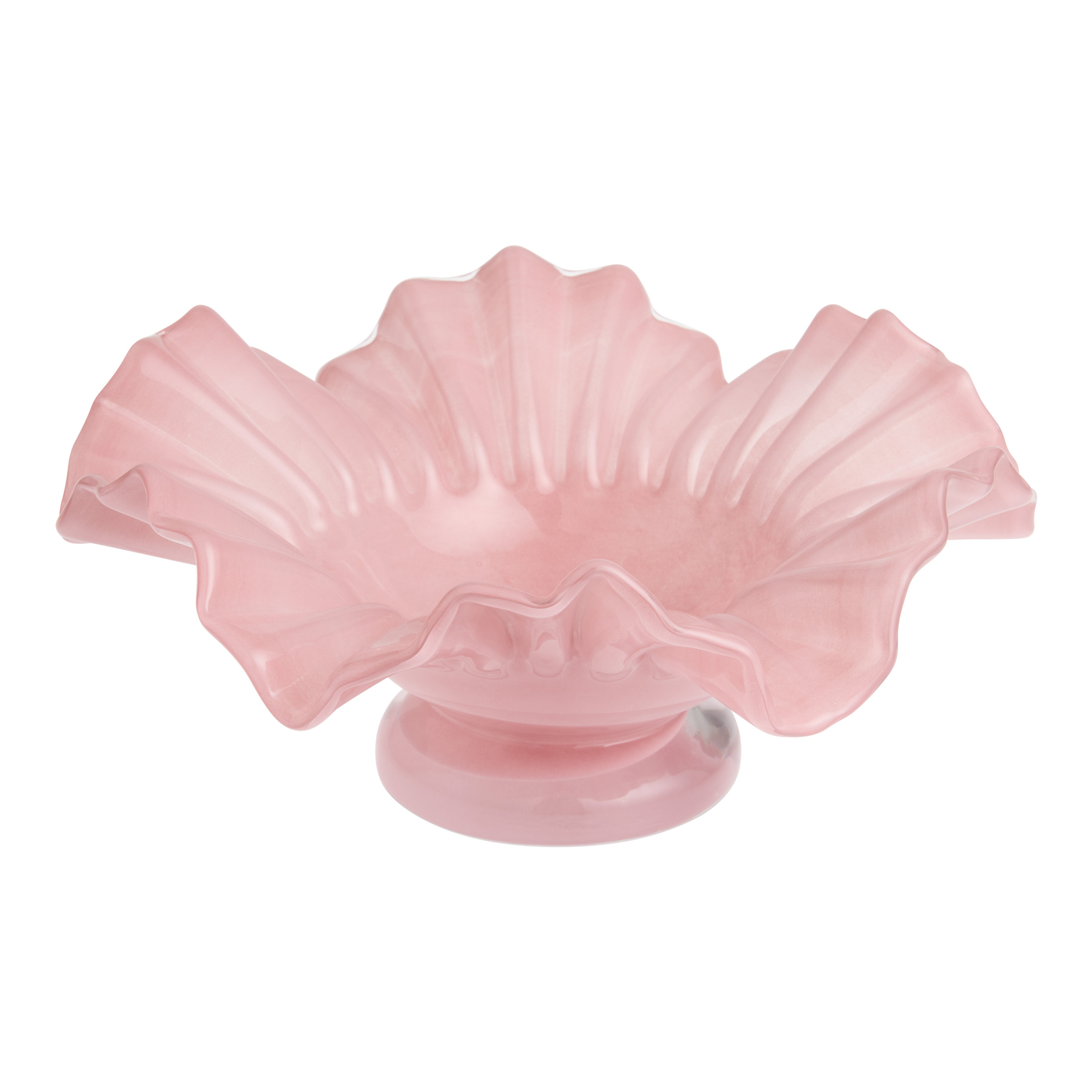 Pink Glass Wavy Art Deco Decorative Bowl | World Market