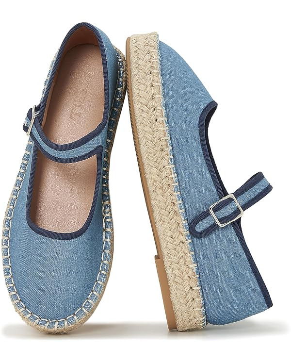 Women's Mary Jane Espadrilles Woven Espadrille Outsole Canvas Summer Flats | Amazon (US)