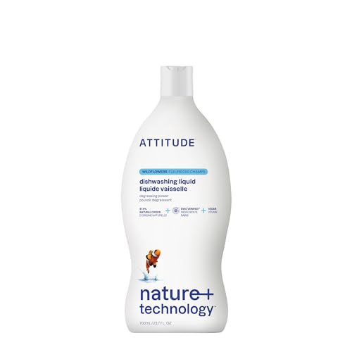 ATTITUDE Dish Soap, EWG Verified, Plant-Based & Vegan Dishwashing Liquid, Naturally Derived, Wildflowers Scent, 23.7 Fl Oz | Amazon (US)