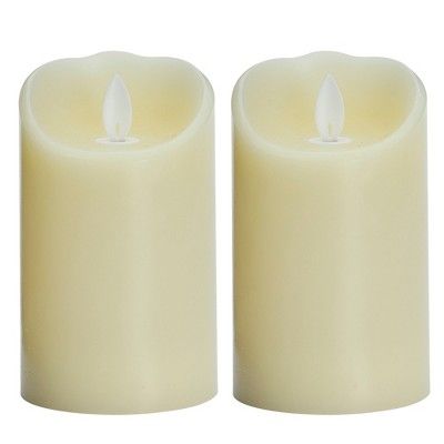 3" x 5" 2pk Unscented LED Flickering Flame Pillar Candle Set Cream - Threshold™ | Target
