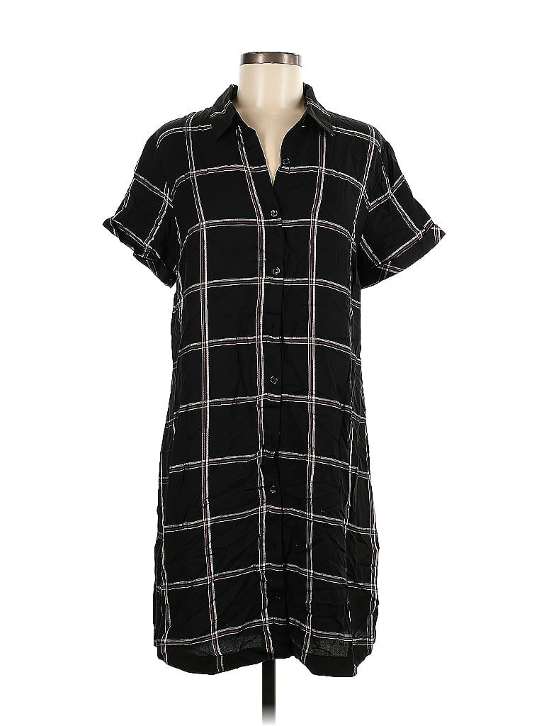 A New Day Casual Dress - Shirtdress: Black Plaid Dresses - Used - Size Medium | ThredUp