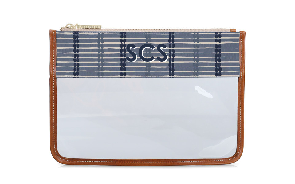 Clear Katie Pouch - Monogram Stripe | Barrington Gifts