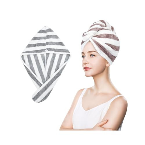 YiRayon Microfiber Hair Towel Wrap, Soft Lightweight Hair Turben Towel, Super Absorbent Quick Dry Hair Turban with Button, Larger Microfiber Hair Towels for Women Curly Long Hair | Amazon (US)