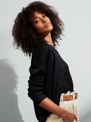 Shimmer Linen-Blend Cardigan Sweater | Banana Republic (US)