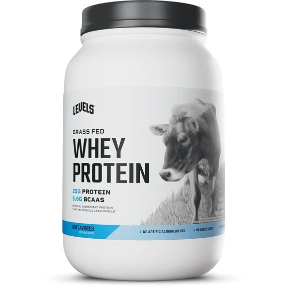 Levels Grass Fed Whey Protein Powder, No Artificials, 25G of Protein, Unflavored, 2LB | Walmart (US)