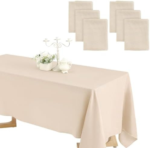 Preboun Wedding Rectangle Linen Tablecloth Bulk 60 x 102 Inch Polyester Faux Linen Tablecloths Wa... | Amazon (US)