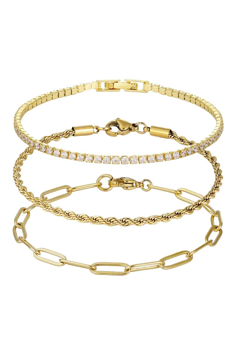 Set of 3 Paper Clip Rope Chain Bracelets (Women) | Nordstromrack | Nordstrom Rack