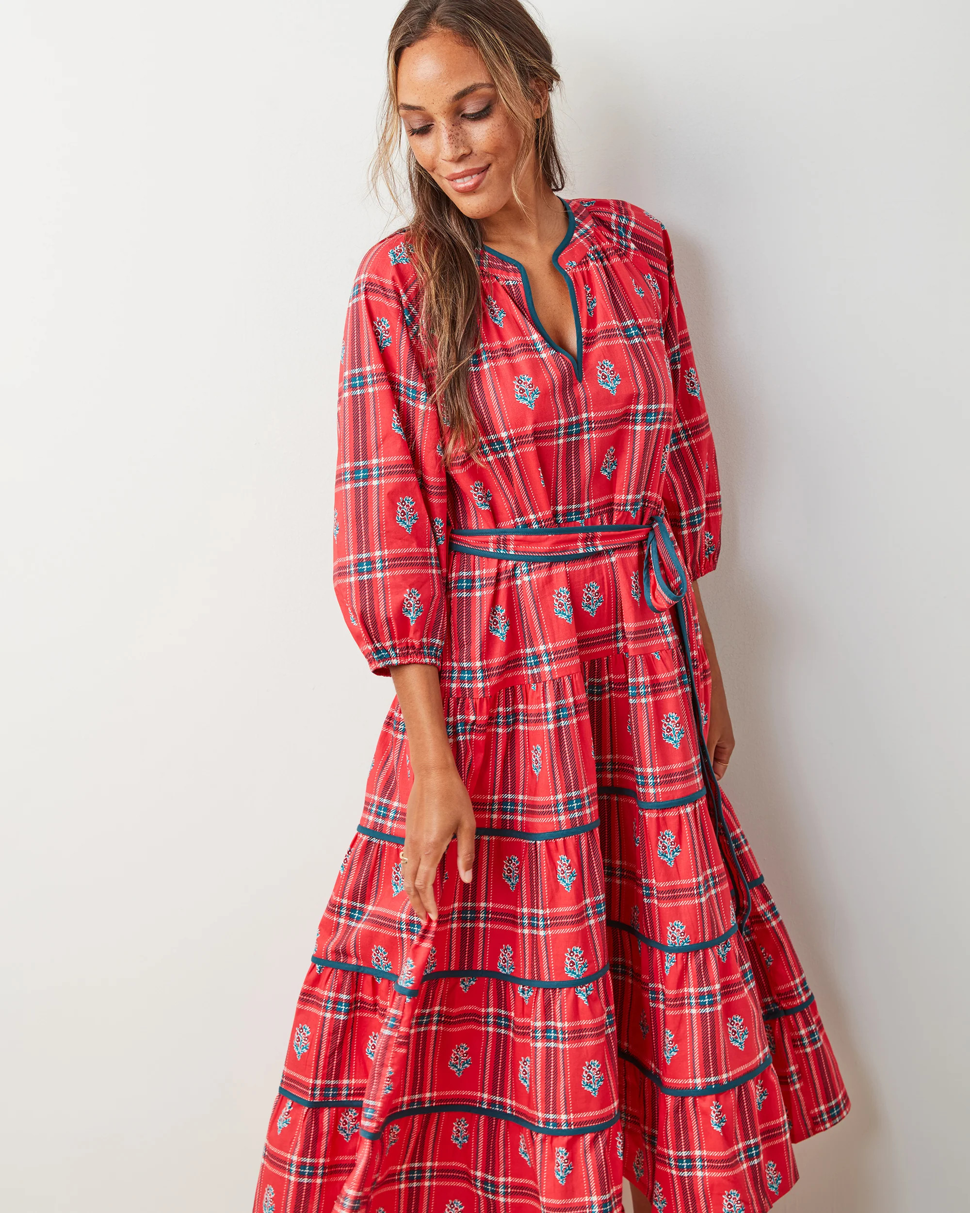 Nostalgia Plaid - Main Street Dress - Joyful Red | Printfresh