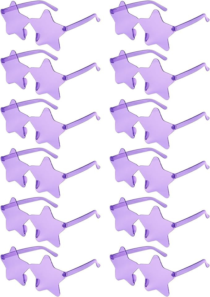 NACHLYNN 12 Pcs Pentagram Glasses Purple Rimless Star Shaped Sunglasses Transparent Sunglasses fo... | Amazon (US)