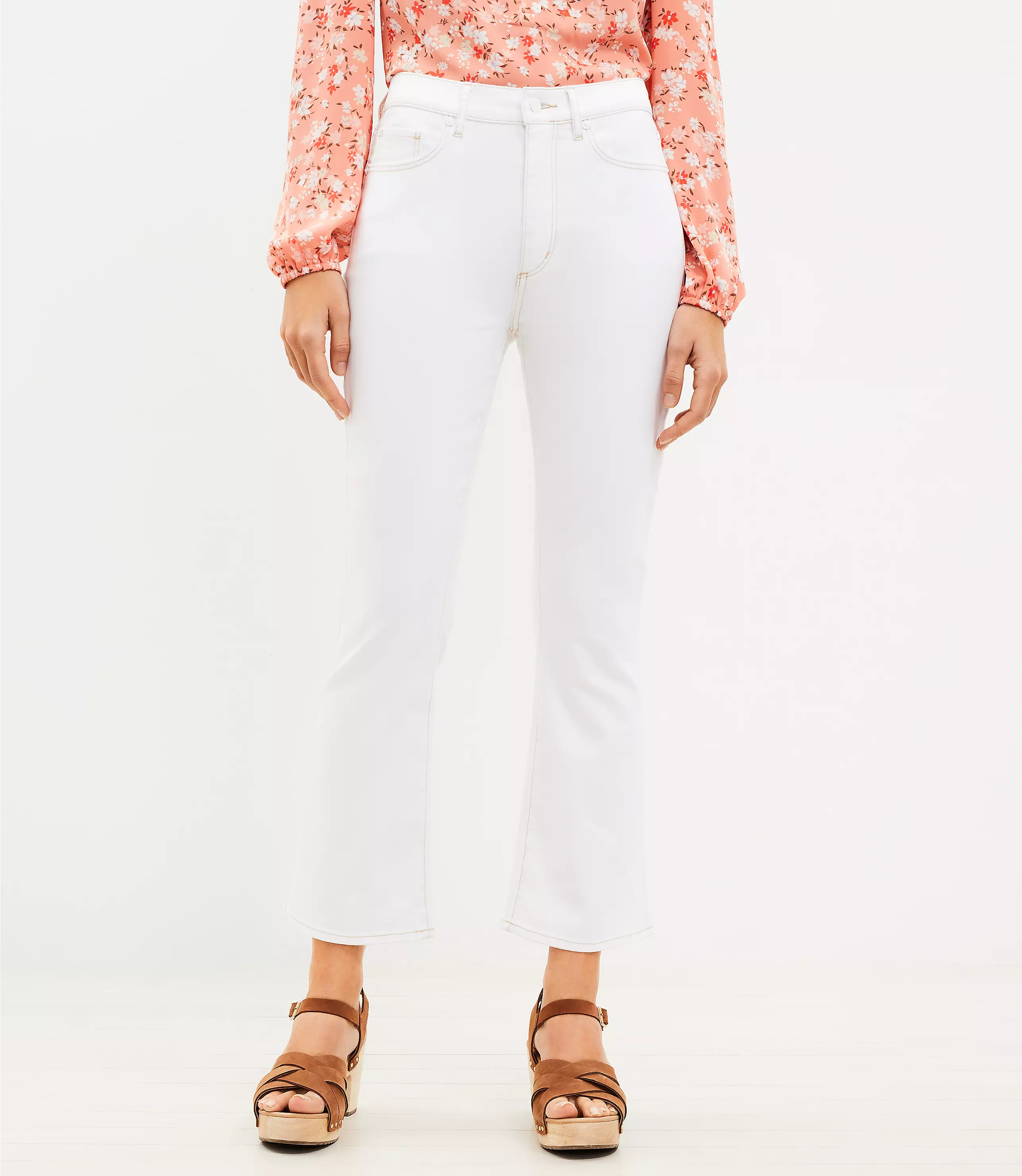 Petite High Rise Kick Crop Jeans in White | LOFT