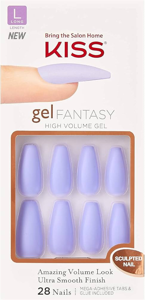 KISS Gel Fantasy Ready-to-Wear Press-On Sculpted Gel Nails, “Night After”, Long, Purple, High... | Amazon (US)