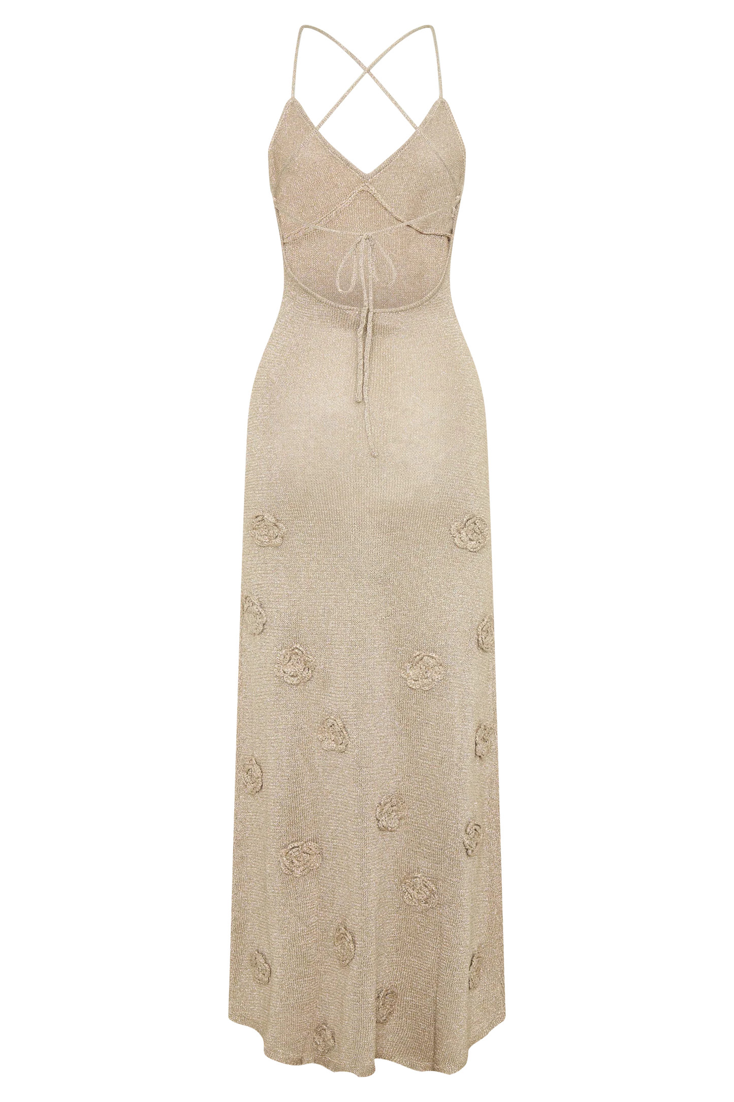Metallic Knit Maxi Dress - Gold | MESHKI US