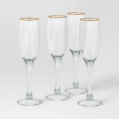 4pc Champagne Wine Glass Set Gold - Threshold™ | Target