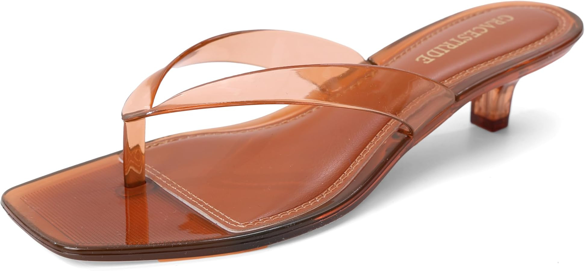 Women’s Flip-Flops Kitten Heels Thong Sandals For Women Square Toe Slip On Fashion Summer Dress Sandals | Amazon (US)