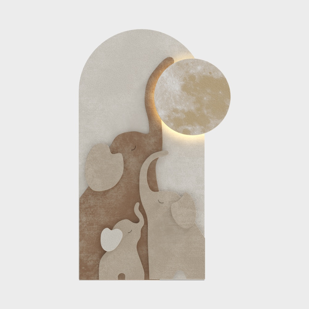 31.5" Arched LED 3D Acrylic Elephant Moon Wall Sculpture Art Decor Living Room Bedroom | Homary