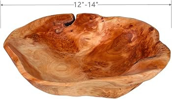 Wooden Bowl for Decor, Natural Shape Solid Wood Carved Fruit Bowl, Decorative Wooden Bowl for Tab... | Amazon (US)