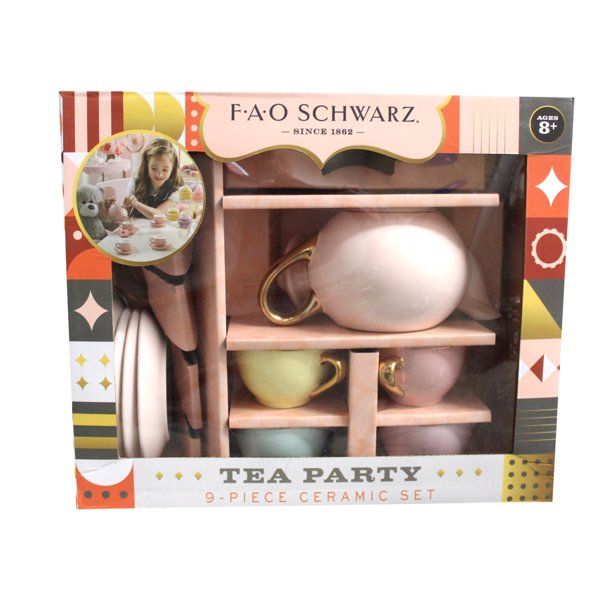 FAO Schwarz Hand-Glazed Tea Party 9 Piece Ceramic Set - Walmart.com | Walmart (US)