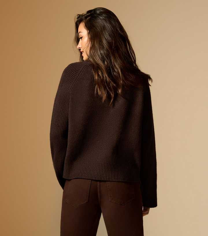 Dark Brown Rib Roll Neck Jumper | New Look | New Look (UK)