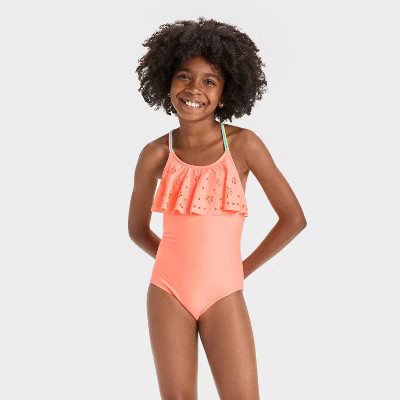 Girls' Sunny Palm Tree One Piece Swimsuit - Cat & Jack™ | Target
