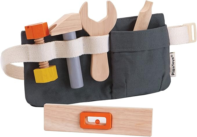 PlanToys Pretend Play Tool Belt and Wooden Tool Set (3485) | Sustainably Made from Rubberwood and... | Amazon (US)