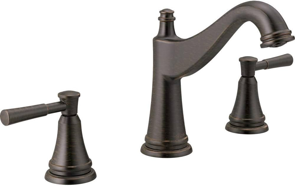 Delta Faucet Mylan Widespread Bathroom Faucet 3 Hole, Bronze Bathroom Faucet, Drain Assembly, Wor... | Amazon (US)