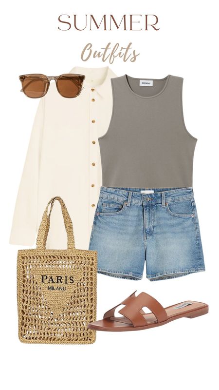 Summer outfits, grey tank top, denim shorts, brown sunglasses 

#LTKFindsUnder100 #LTKTravel #LTKFindsUnder50