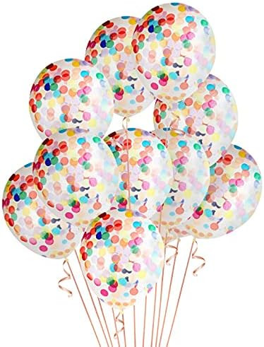 12 Rainbow Balloons - 12 Inch Multicolor Latex Balloons with Bright Colorful Confetti for Wedding... | Amazon (UK)