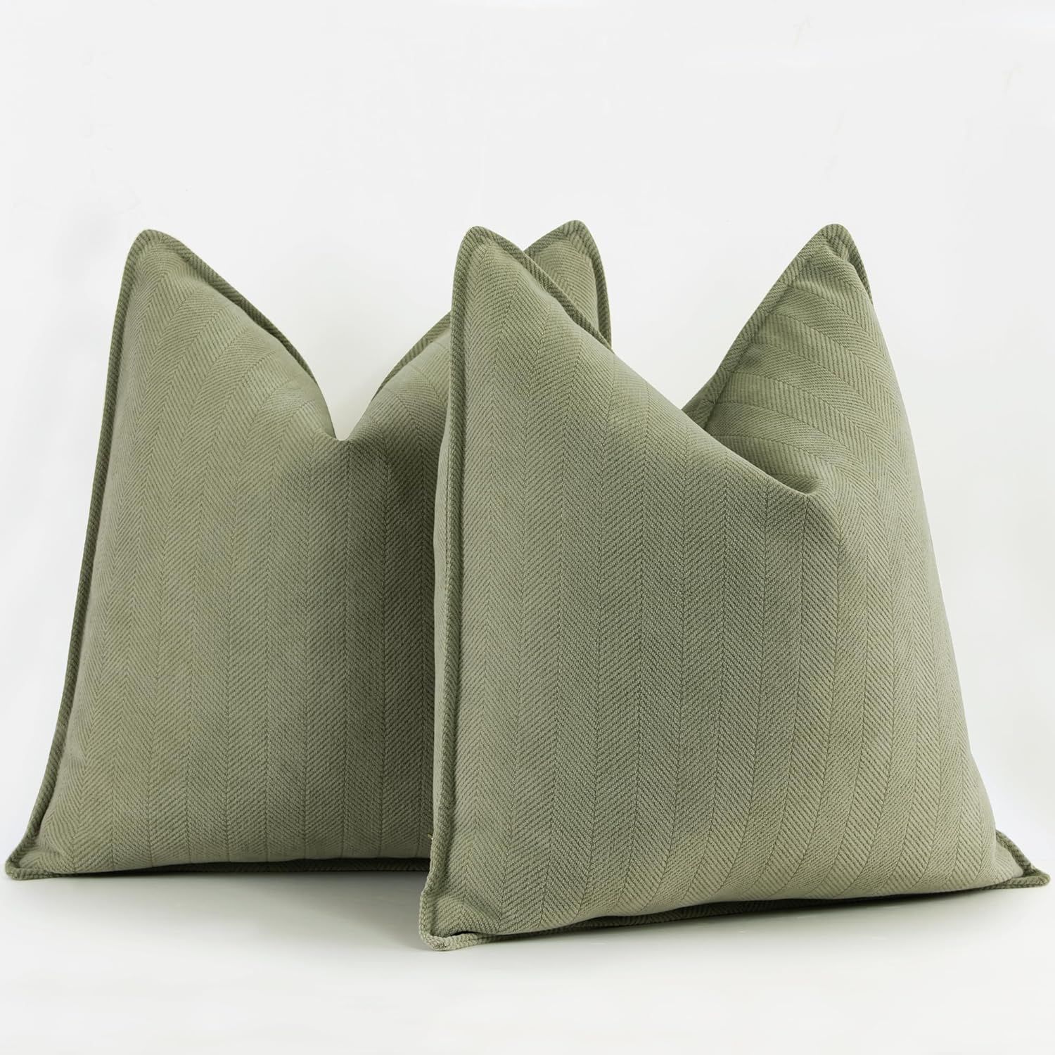 ZWJD Sage Green Pillow Covers 18x18 Set of 2 Chenille Pillow Covers with Elegant Design Soft and ... | Amazon (US)