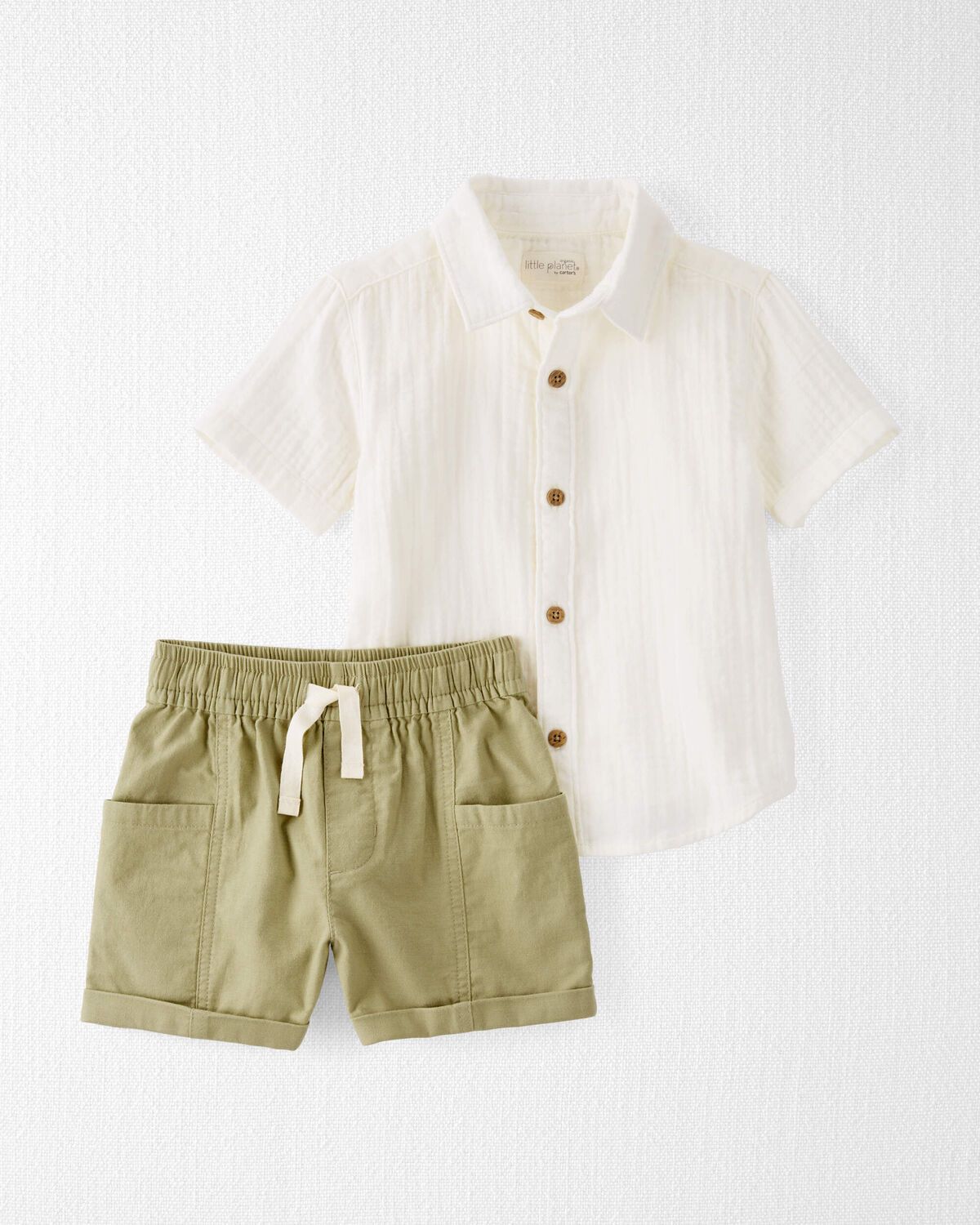 Sweet Cream Toddler Button-Front Shirt and Shorts Set Made with Organic Cotton | oshkosh.com | OshKosh B'gosh