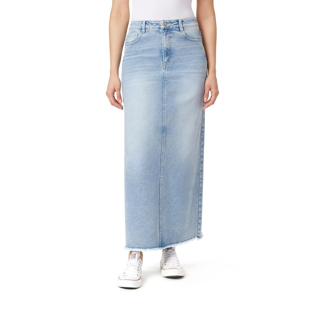 WallFlower Women's Legendary Maxi Mid Rise Denim Skirt Insta Stretch Juniors | Amazon (US)