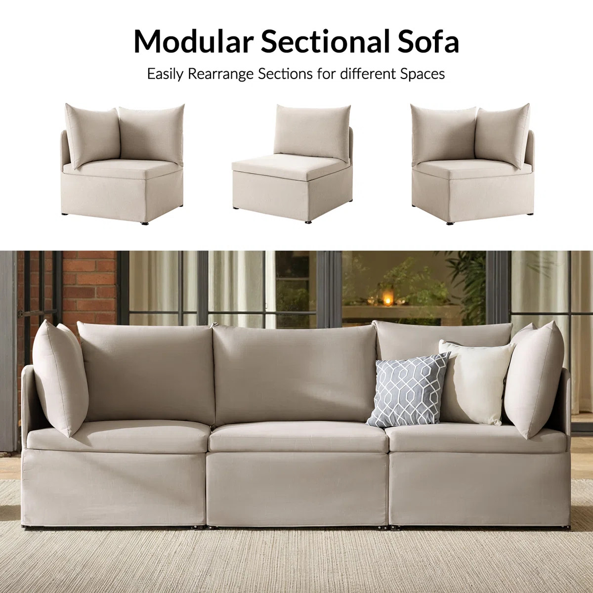 Irene Outdoor Modular Sofa Set Foldable & Portable Patio Sofa With Removable Cushions | Wayfair North America