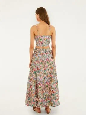 FARM RIO Off-White Peasant Floral Butterflies Maxi Skirt | Poshmark